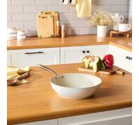 Karaca Swiss Crystal Almond Cream Non-Stick Induction Handle Wok, 28Cm, Cream