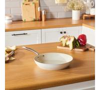 Karaca Swiss Crystal Almond Cream Non-Stick Induction Stainless Steel Handle Pan, 26Cm, Cream