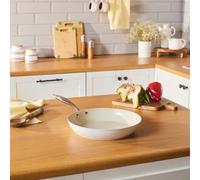 Karaca Swiss Crystal Almond Cream Non-Stick Induction Stainless Steel Handle Pan, 30Cm, Cream