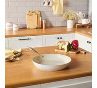 Karaca Swiss Crystal Almond Cream Non-Stick Induction Stainless Steel Handle Pan, 32Cm, Cream