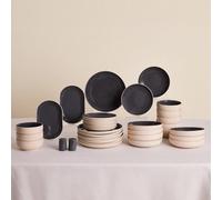 Karaca Terra 36-Piece Stoneware Dinner Set for 8 People, Dishwasher Safe, Microwave Safe, Dinner Plate, Pasta Bowl, Side Plate, Soup Bowl, Serving Platters, Anthratice