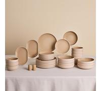 Karaca Terra 36-Piece Stoneware Dinner Set for 8 People, Dishwasher Safe, Microwave Safe, Dinner Plate, Pasta Bowl, Side Plate, Soup Bowl, Serving Platters, Cream