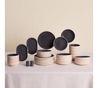 Karaca Terra 36-Piece Stoneware Dinner Set for 8 People, Dishwasher Safe, Microwave Safe, Dinner Plate, Pasta Bowl, Side Plate, Soup Bowl, Serving Platters, Anthratice