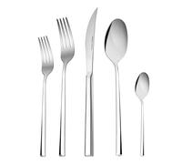 Karaca Tivoli Silver 30-Piece Cutlery Set for 6 People, 18/10 Stainless Steel Flatware Set, 3mm Thick Heavy Duty Utensils, Durable & Corrosion Resistant Forks, Spoons, and Knives, Mirror Polished
