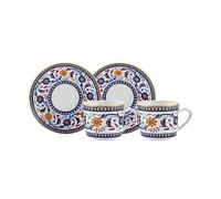 KARACA Turkish Coffee Espresso Mocha Cappuccino Cups Made of Porcelain Cup Set for 2 Person Traditional Turkish Pattern Dishwasher Safe- 4 Pieces 80ml