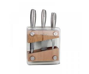 Karaca Venüs 6 Pieces Knives Set with Stand, Stainless Steel, Chef Knife, Bread Knife, Stand, Multi-Purpose Knives