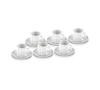 KARACA Vezir - Bone China Espresso and Turkish Coffee Cup Set for 6, Espresso Cups and Saucers, 80 ml Small Coffee Cups Set 12-Piece - White