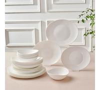 Karaca White Pure 24-Piece Opal Glass Dinner Set For 6 People, White