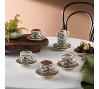 KARACA Yasemen - Bone China Espresso and Turkish Coffee Cup Set for 6, Espresso Cups and Saucers, 80 ml Traditional Coffee Cups Set 12-Piece - Multicolor
