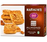 Karachi Bakery Almond Biscuits, Crunchy Nutty Tea-Time Cookies, Pure Vegetarian, Traditional Indian Bakery Snack, 400g
