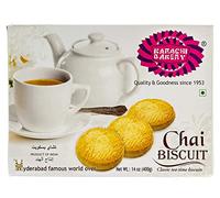 Karachi Bakery Chai Biscuits 400g - Light Tea-Time Snack Biscuits, Indian Style Crunchy Cookies + Classic Flavour with Crumbly Texture, 400g Pack