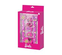 Karactermania Barbie Mix-Pack of Erasable Gel Pen + Eternal Pencil + 4 Erasers + Sharpener, Pink, 14 x 23 cm