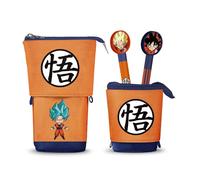 Karactermania Dragon Ball Super-Cute Pencil Case + 2 Erasable Gel Pens, Orange, 11.5 x 17 cm
