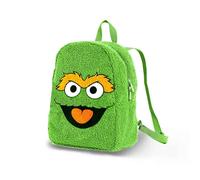 Sesame Street Oscar the Grouch Face-Plush Backpack, Green, 22 x 27 cm, Capacity 7 L