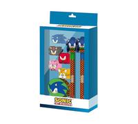 Karactermania Sonic The Hedgehog Greenhill Sonic-Pack of Erasable Gel Pen + Eternal Pencil + 5 Erasers + Sharpener, Blue, 14 x 23 cm