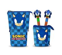 Karactermania Sonic The Hedgehog Sight-Cute Pencil Case + 2 Erasable Gel Pens, Blue, 11.5 x 17 cm