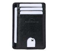 KARAKORAM Vertical Premium Leather Slim Front Pocket Minimalist Wallet for Men | RFID Blocking Credit Card Holder for Women | with Quick Access Slots for Cards and ID, Jet Black, Premium Leather Slim