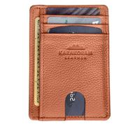 KARAKORAM Vertical Premium Leather Slim Front Pocket Minimalist Wallet for Men | RFID Blocking Credit Card Holder for Women | With Quick Access Slots for Cards and ID, Sandstone Tan, 0.28 x 3.2 x 4.4