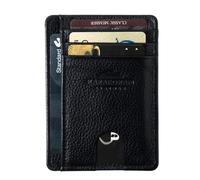 KARAKORAM Vertical Premium Leather Slim Front Pocket Minimalist Wallet for Men | RFID Blocking Credit Card Holder for Women | With Quick Access Slots for Cards and ID, Midnight Black, Premium Leather