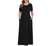 KARALIN Women’s Plus Size Maxi Dresses for Curvy Women Summer Casual Short Sleeve 2026 Long Dress 14W-26W, 001 Black, 26 Plus