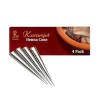 Karamjot Natural Brown Henna Mehndi Cones for Temporary Tattoos | 4 Pack Premium Ready-to-Use Paste for Festivals