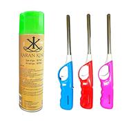 KARAN KING® 3 BBQ Lighters with Refill Gas Refillable Safety Gas Candle Fire BBQ Lighter