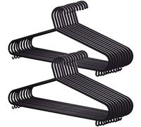 KARAN KING - Adult Plastic Strong Coat Hangers - Black Colour - Strong Plastic- Durable Space Saving with Suit Trouser Bar and Lips (50)