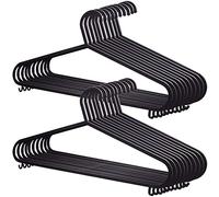 KARAN KING® Adult Plastic Strong Coat Hangers - Black Colour - Strong Plastic- Durable Space Saving with Suit Trouser Bar and Lips (20)