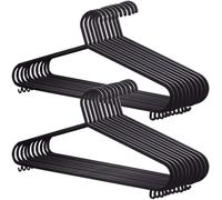 KARAN KING - Adult Plastic Strong Coat Hangers - Black Colour - Strong Plastic- Durable Space Saving with Suit Trouser Bar and Lips (25)