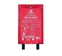 KARAN KING® - Fire Blanket - Flame - Retardant Safety Blanket for Home, Kitchen, Caravans, Garages - Heat-Resistant and Versatile Fire Protection Equipment (Large, Quick Unfolding, with Loops)