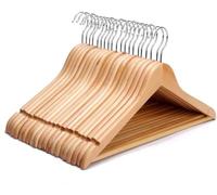 KARAN KING Wooden Coat Hangers Set - 20 Pack With Round Trouser Bar and Shoulder Notches - Strong Hangers for Suits, Trousers, Shirts & More