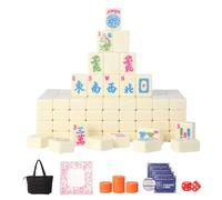 Karanava American Mahjong Tile Set,All-in-One Kit:166 Premium White Tiles,100 Counting Chips,1 Mahjong mat,4 mah Jong Cards,2 Dice,1 Carrying Bag Kit