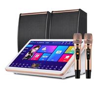 Karaoke 18.5 Inch Touch Screen KTV Player with Wireless Microphone, AI Smart Voice Control, Supports Multiple Languages, Karaoke Amplifier for Home & Parties