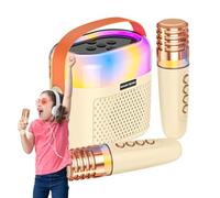 Karaoke for Children, Karaoke Machine for Children, Karaoke Machine for Children, 1200 mAh for Singing | Home Karaoke with 2 Wireless Microphones, Family Karaoke Set with Abba Lights