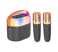Karaoke for Children, Portable with 2 Wireless Microphones, 1200 mAh Battery | Family Karaoke Set for Home, Musical Machine for Parties and Free for Children, Di I