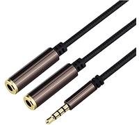 Karaoke Line 3.5mm 4 Poles Male-Female X 2 2 Distribution Cable Stereo Mini Plug Cable Brown Supports Audio Output and Earphone Mic Function Practical and Clever