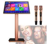 Karaoke Machine, 19.5 Inch Touch Screen Karaoke Equipment with 2 Reverb Wireless Microphone, KTV Karaoke Player for Home Party - 27 Languages Switching,Black-1TB