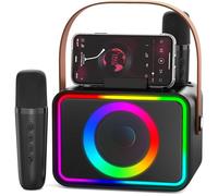 Karaoke Machine 2 Microphones for Adults Kids, Portable Bluetooth Karaoke Speaker for Adults & Kids, Party PA Stage with Disco Lights for Gatherings, Gifts for Family