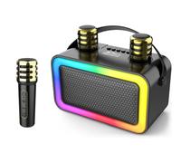 Karaoke Machine 2 Microphones for Kids Adults, Portable Wireless Karaoke Microphones Speaker Rechargeable with Fun RGB Led Lights, Bluetooth Speaker with Microphone Support BT/USB/TF/FM/TWS