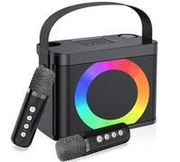 Karaoke machine 2 microphones, Portable karaoke machine for adults & kids, Bluetooth speaker with microphone, pa system,LED lights, supports TF card/USB, AUX in