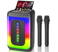Karaoke Machine 2 Wireless Microphones, Portable Karaoke Machine for Adults Kids, Bluetooth Karaoke Speaker Supports TV Smartphone iPad AUX USB Karaoke Gift for Party Home Outdoor, Travel PA Subwoofer