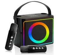 Karaoke Machine 2 Wireless Microphones, Portable Karaoke Machine for Adults & Kids, Bluetooth Speaker karaoke machines, PA System with LED Lights, Supports TF Card/USB, AUX in