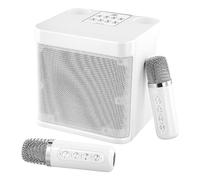 Karaoke Machine 2 Wireless Microphones, Portable Karaoke System for Adult & Kids, Bluetooth Karaoke Machine Speaker with Voice Changing Effects,Support AUX, USB for Home Karaoke Birthday Party (White)
