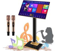 Karaoke Machine, 21.5 inch Touch Screen All-in-one Machine, with Lyrics Display, Phone App Control, with 2 Wireless Microphone, AI Smart Voice Control & Support Multiple Languages, 6T, for Home, Bar