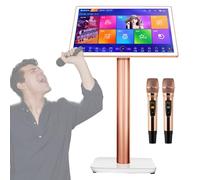 Karaoke Machine, 22 inch Capacitive Touch Screen Professional Karaoke Player with Wireless Microphone and 27 Languages Switch for Home Party Bar,White-2TB