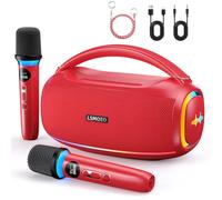 Karaoke Machine for Adults and Kids with 2 UHF Wireless Microphones,IPX5 waterproof,60W Portable Bluetooth Speaker PA Speaker System with LED Party Lights for Home Party,Picnic,Car/Birthday Gifts