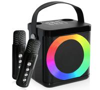 Karaoke Machine for Adults and Kids with 2 UHF Wireless Microphones,Portable Bluetooth Speaker PA Speaker System with LED Party Lights for Home Party, Picnic,Car,Outdoor/Indoor/Birthday Gifts