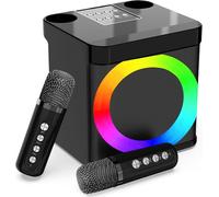 Karaoke Machine for Adults and Kids with 2 UHF Wireless Microphones,Portable Bluetooth Speaker PA Speaker System with LED Party Lights for Home Party, Picnic,Car,Outdoor/Indoor/Birthday Gifts