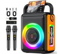 Karaoke Machine for Adults and Kids with 2 Wireless Microphones, 300W, 24H Playtime, RGB DJ Lights & TWS/USB/AUX/TV, Pro Portable Party Bluetooth Speaker for Home/Outdoor/Gifts