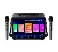 Karaoke Machine for Adults，Built-in 14.0" Touch Screen,with Lyrics Display, Karaoke System with 400W Speaker,Portable PA System with 2 Wireless Microphones for Home Outdoor Party